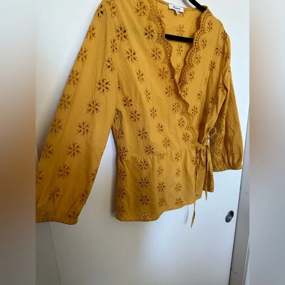 Madewell Scalloped Eyelet Wrap Top - Picture 3 of 9